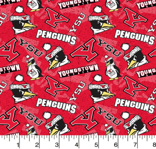 Youngstown State University Penguins NCAA College Tone on Tone Sykel Cotton Fabric YNG-1178