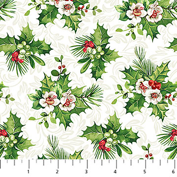Yuletide Traditions Hellebore White Multi Deborah Edwards Northcott Cotton Fabric