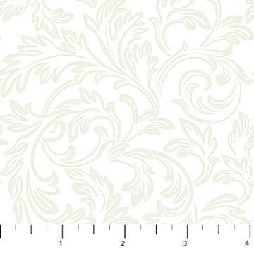 Yuletide Traditions Scroll White Deborah Edwards Northcott Cotton Fabric