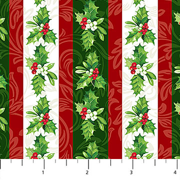 Yuletide Traditions Stripe White Multi Deborah Edwards Northcott Cotton Fabric