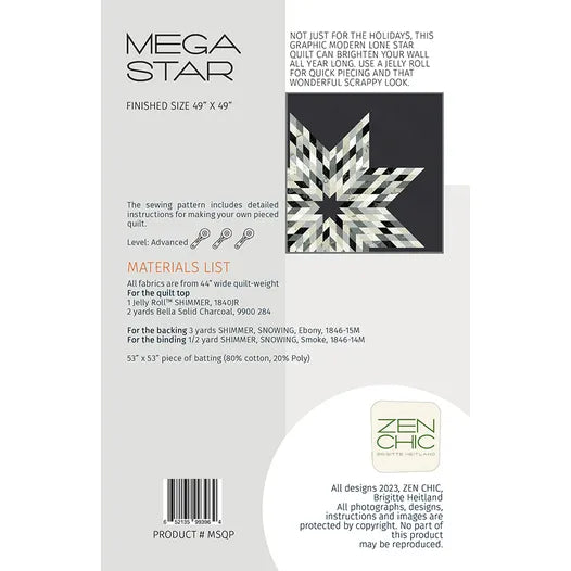 Mega Star 49''x49'' Quilt Pattern Zen Chic ZC-MSQP