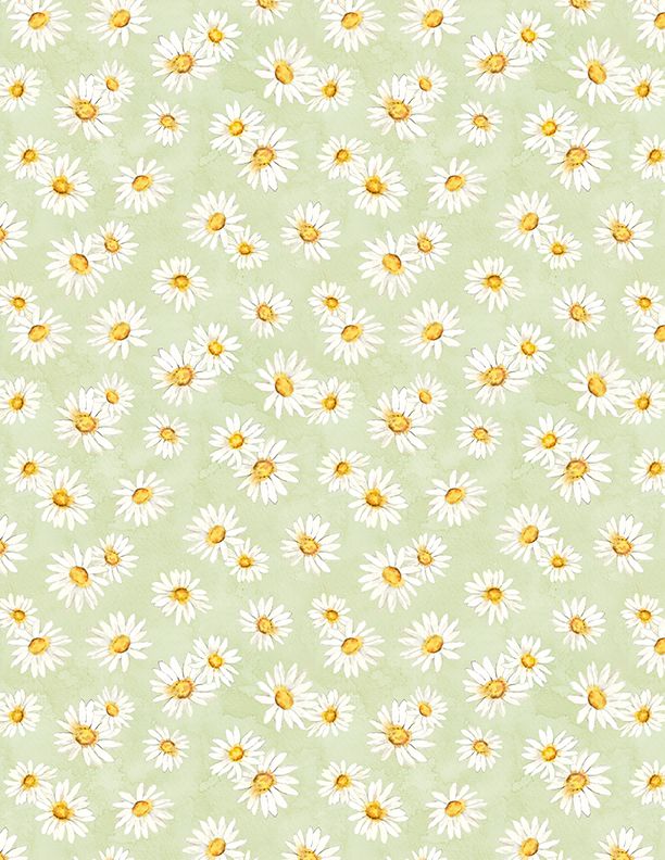 Zest Life Daisy Toss Green Cynthia Coulter Wilmington Prints Cotton Fabric WP-3063-19156-715