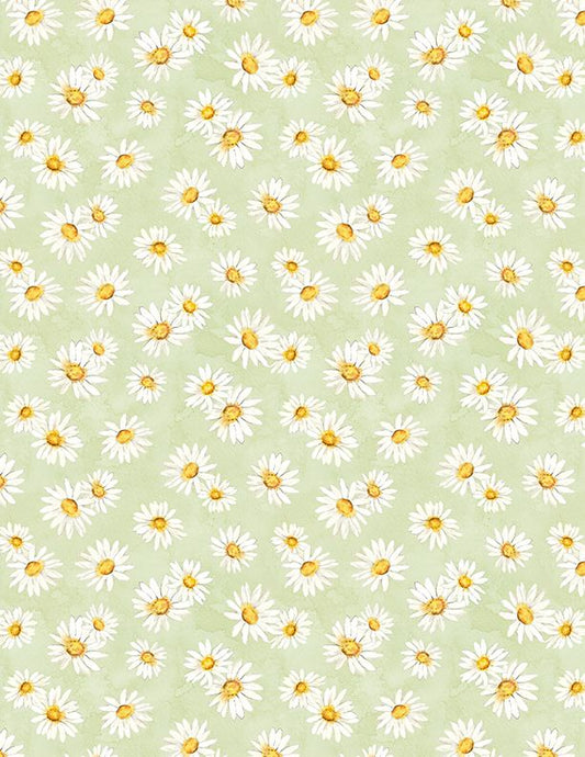 Zest Life Daisy Toss Green Cynthia Coulter Wilmington Prints Cotton Fabric