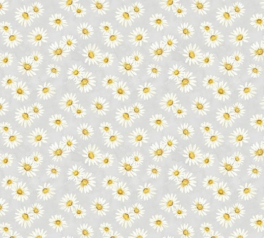 Zest Life Daisy Toss Grey Cynthia Coulter Wilmington Prints Cotton Fabric