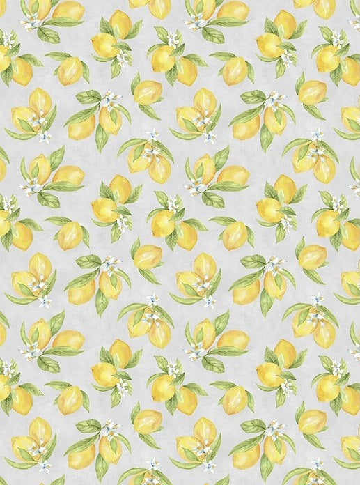 Zest Life Lemon Toss Grey Cynthia Coulter Wilmington Prints Cotton Fabric WP-3063-19155-957