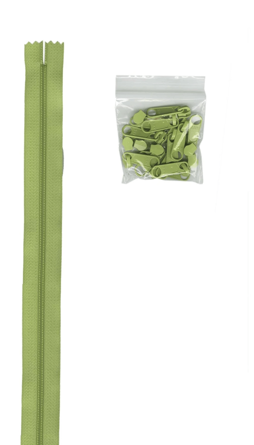 Zipper 4yds and 16 Extra-Large Coordinated Pulls Chartreuse ByAnnie's BYA-ZIPYD-198 | US Fabric Shop