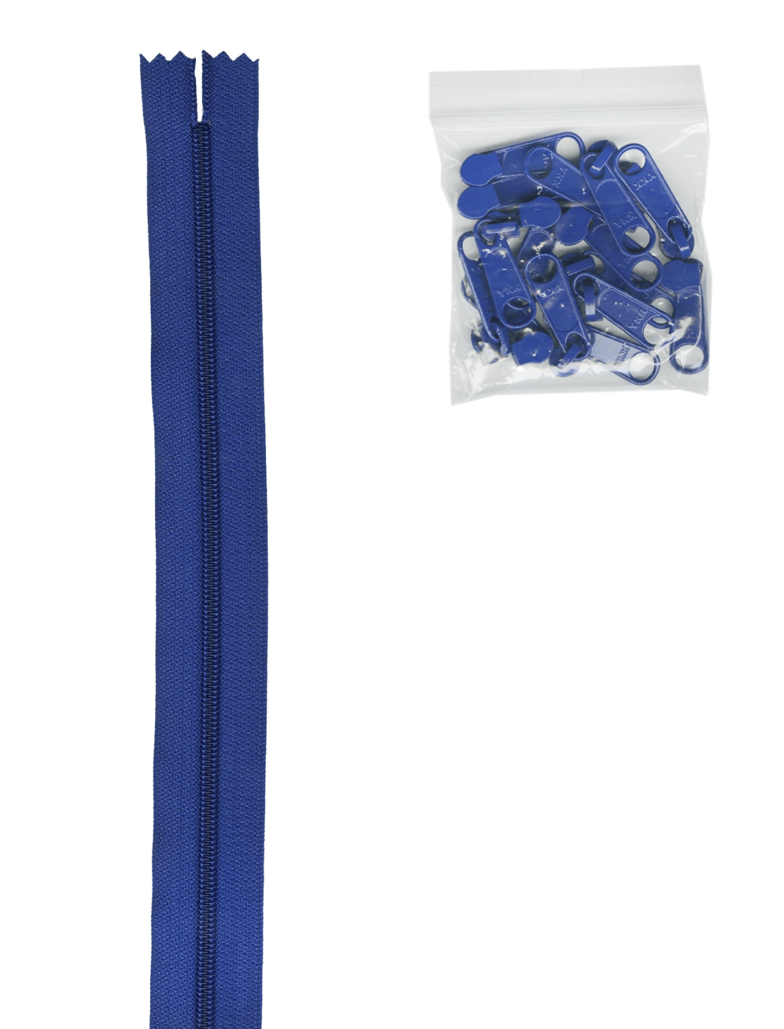 Zipper 4yds and 16 Extra-Large Coordinated Pulls Cobalt Blue ByAnnie's BYA-ZIPYD-225 | US Fabric Shop