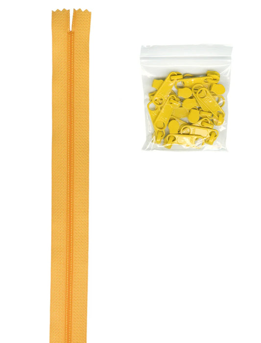 Zipper Chain 4yrds and 16 Extra-Large Coordinated Pulls Yellow By Annie BYA-ZIPYD-190