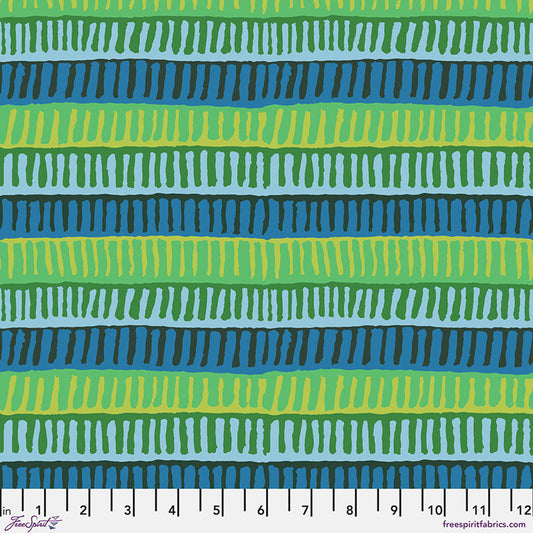 Zipper Stripe Green Brandon Mably August 2025 Kaffe Fassett Collective Free Spirit Cotton Fabric FS-PWBM103.GREEN