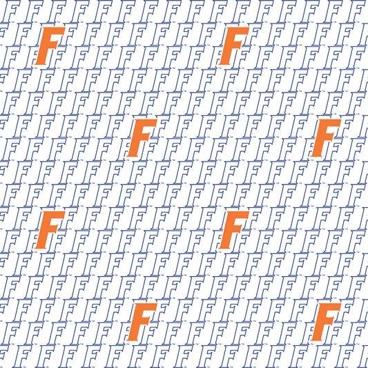 Florida Gators NCAA College White Block Letter Sykel Cotton Fabric FL-1328