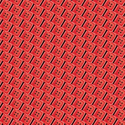 Just Sew Happy Set Square Buttons Red Jane Alison Henry Glass Cotton Fabric HG-495-89-Red