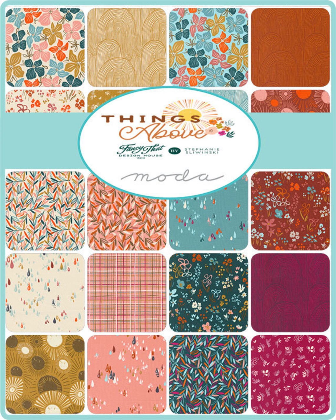 Things Above 10" Squares Fancy That Design House Moda Cotton Fabric MD-45610LC