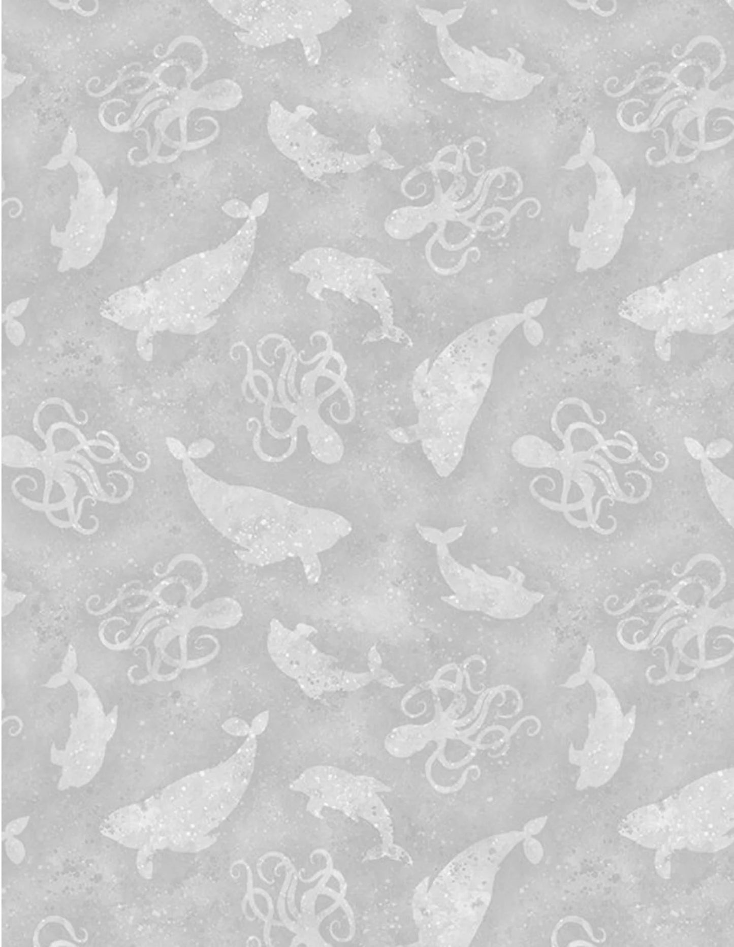 Paradise Bay Sea Creatures Silhouettes Gray Lola Molina Wilmington Prints Fabrics Cotton Fabric