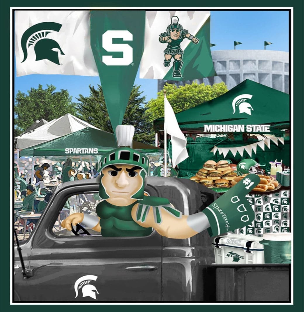 Michigan State Spartans NCAA College Tailgate Panel 36" Sykel Cotton Fabric MIST-1157