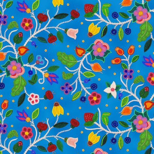 Hand Beaded Floral Turquoise Spring Majesty Jessica Leigh Gokey Elizabeth's Studio Cotton Fabric  ES-35000-Turq