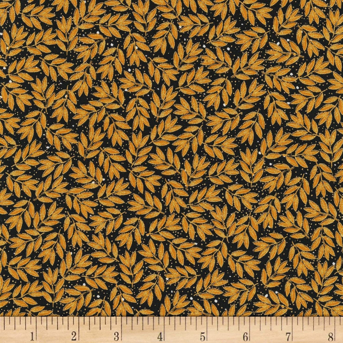 Leaves Gold Metallic Holiday Blender Gold and Black Timeless Treasures Cotton Fabric TT-CM7797 Gold