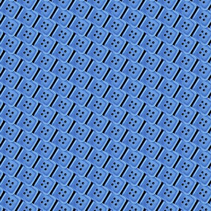 Just Sew Happy Set Square Buttons Blue Jane Alison Henry Glass Cotton Fabric  HG-495-79-Blue
