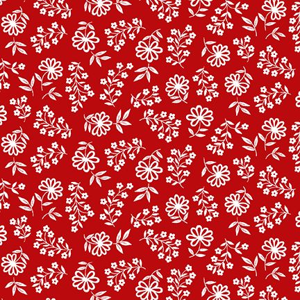 Anthem Floral Petals Red Satin Moon Designs Blank Quilting Cotton Fabric
