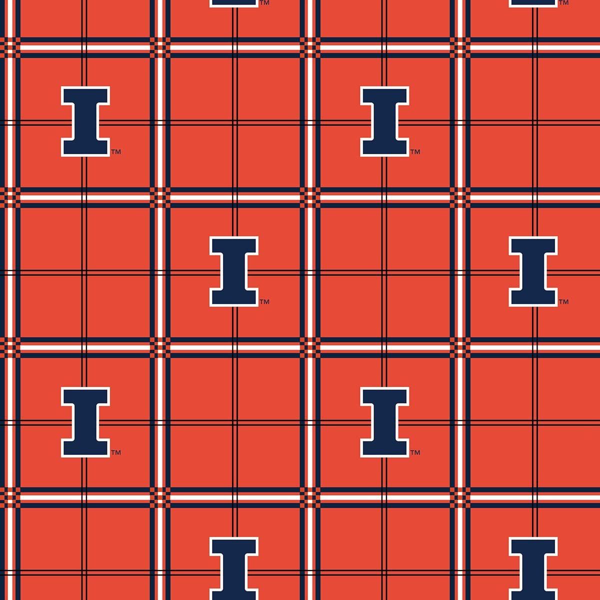 Illinois Fighting Illini NCAA College Plaid Sykel FLANNEL Fabric ILL-023