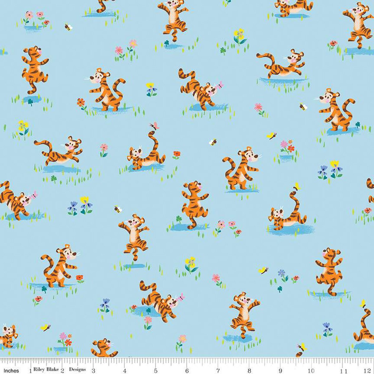 100 Aker Woods Tigger Bounce Sky Jill Howarth Riley Blake Designs Cotton Fabric RB-C15173-SKY