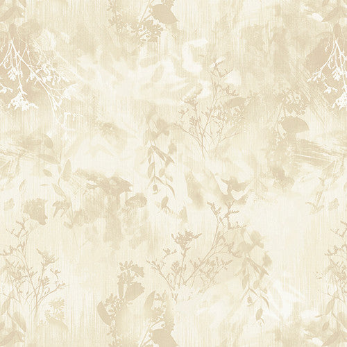 Lumina 108" Wide Back Abstract Foliage Ivory Satin Moon Designs Blank Quilting Cotton Fabric