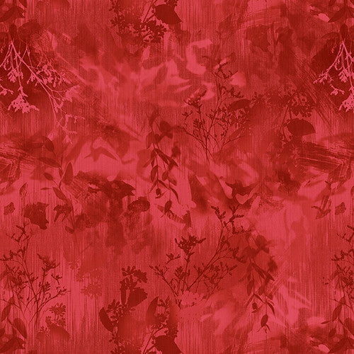 Lumina 108" Wide Back Abstract Foliage Red Satin Moon Designs Blank Quilting Cotton Fabric