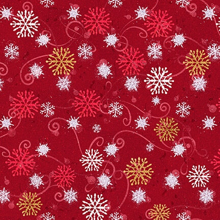 12 Days of Christmas Snowflakes Red Sue Ellen Brown Studio E Cotton Fabric