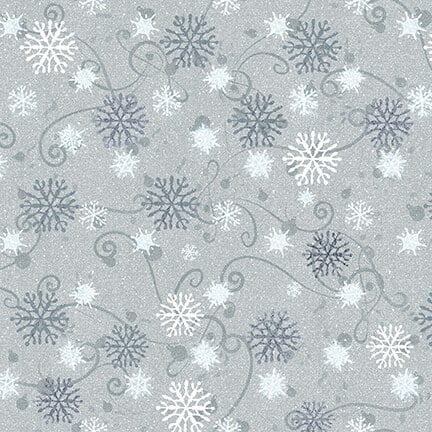 12 Days of Christmas Snowflakes Silver Sue Ellen Brown Studio E Cotton Fabric