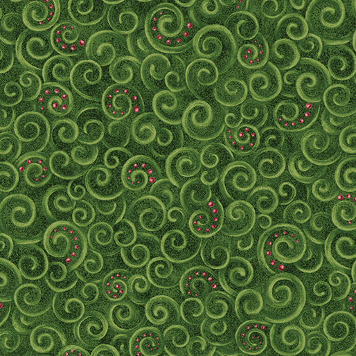 12 Days of Christmas Motion Green Nancy Halvorsen Benartex Cotton Fabric BE-17275-40