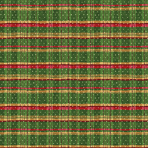 12 Days of Christmas Plaid Green Nancy Halvorsen Benartex Cotton Fabric BE-17273-40