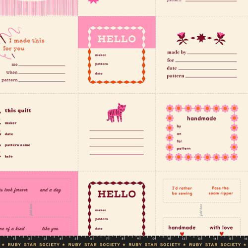 1 800 Calico Quilt Labels Pink Thanks I Made This Panel 24" Alexia Abegg Ruby Star Society Moda Cotton Fabric MD-RS4165-12
