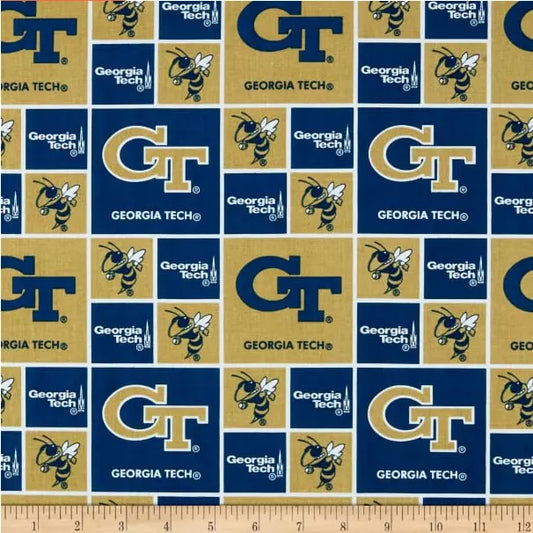 Georgia Tech Yellow Jackets NCAA College Box Sykel Cotton Fabric GIT-020