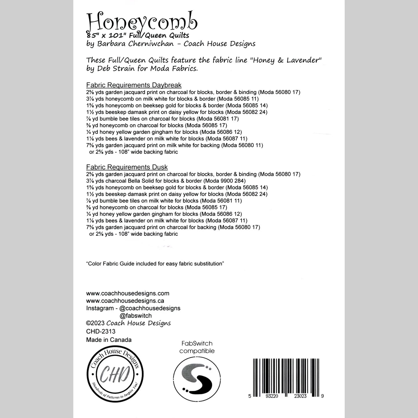 Honeycomb Quilt Pattern Barb Cherniwchan Coach House Designs CHD-2313