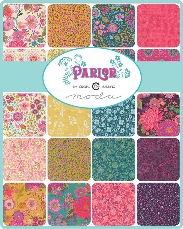 Parlor 2.5" Squares Mini Charm Pack 42pcs Crystal Manning Moda Cotton Fabric MD-11960MC