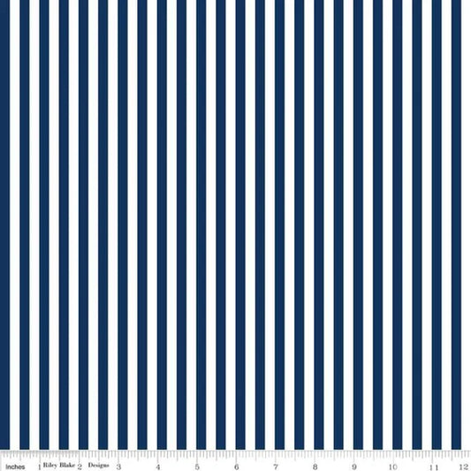 1/4" Stripes Navy Blue Riley Blake Designs Cotton Fabric RB-C555-Navy