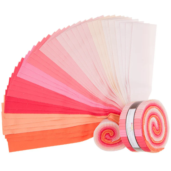 Kona Blushing Bouquet Palette 2.5" Strips 40pcs Robert Kaufman Cotton Fabric Kona-RU-434-40