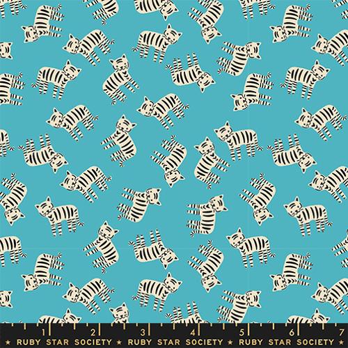 1 800 Calico Meow Novelty Cats Wave Turquise Alexia Abegg Ruby Star Society Moda Cotton Fabric MD-RS4166-14