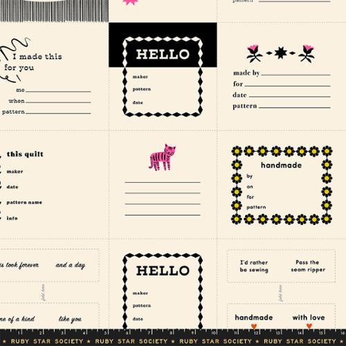 1 800 Calico Quilt Labels Black Thanks I Made This Panel 24" Alexia Abegg Ruby Star Society Moda Cotton Fabric MD-RS4165-14