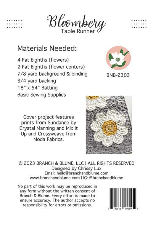 Bloomberg Table Runner Pattern 14" x 49" Chrissy Lux Branch & Blume BNB-2303