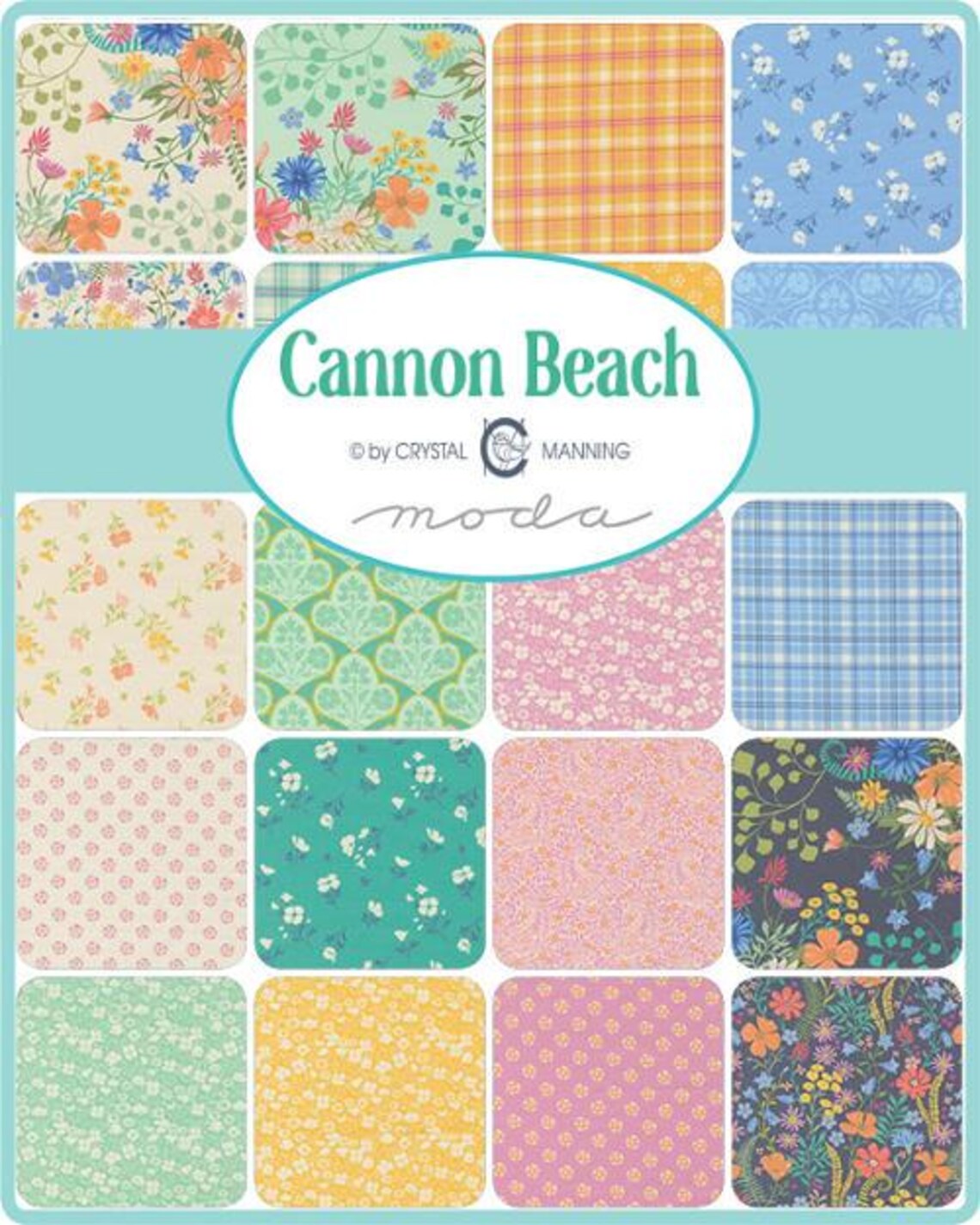 Cannon Beach 5" Squares Charm Pack 42pcs Crystal Manning Moda Cotton Fabric MD-11970PP
