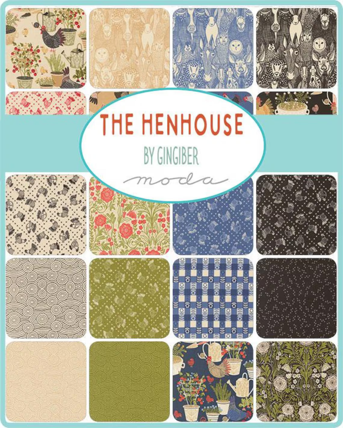 The Henhouse 5" Squares Charm Pack 42pcs Gingiber Moda Cotton Fabric MD-48430PP