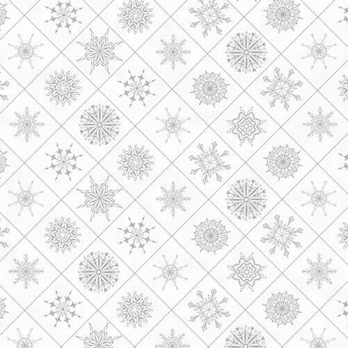 Holiday Lane Snowflakes Boxes White Jan Shade Beach Henry Glass Cotton Fabric | US Fabric Shop