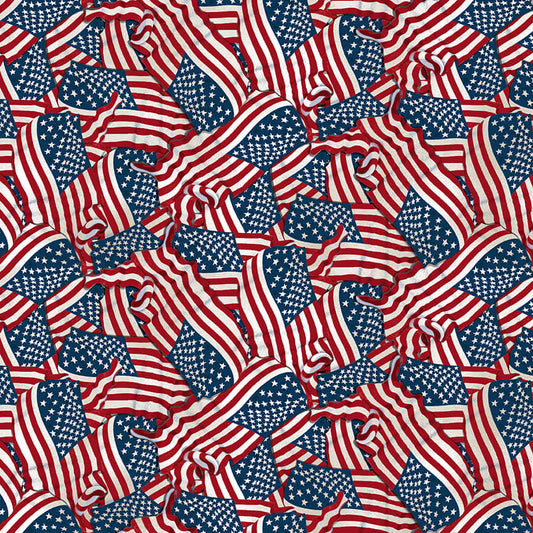 National Emblem Flags Waving D Rusty Rust Blank Quilting Cotton Fabric BQ 2042-77