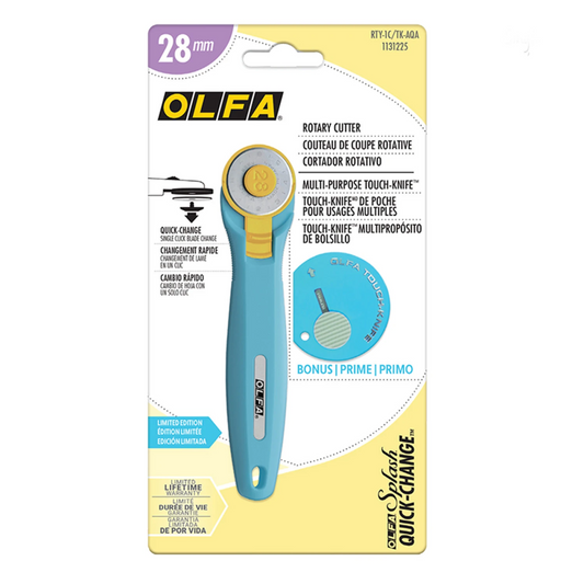 28mm Aqua Quick Change Rotary Cutter & Bonus Touch Knife Olfa OLFA-1131225