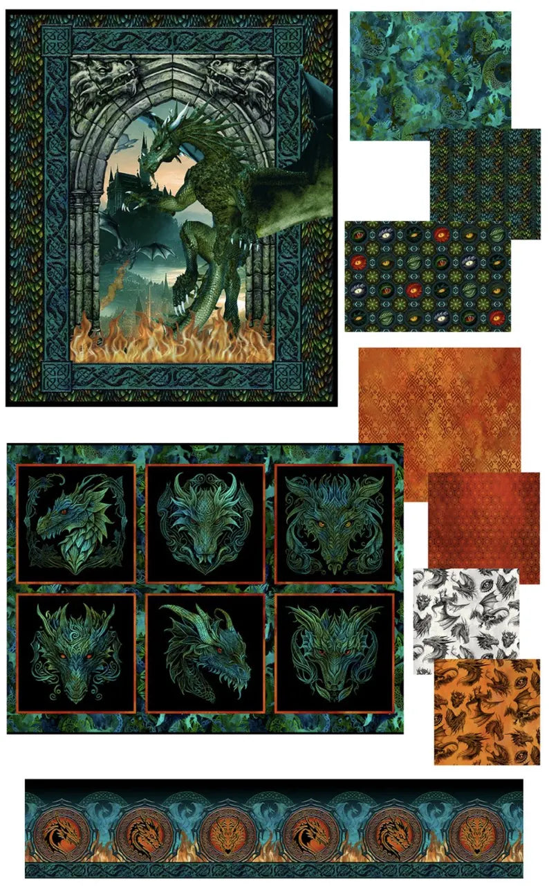 Dragons Emerald Reign Quilt Kit 89.5" x107.5" In the Beginning Fabric ITB-emeraldquilt
