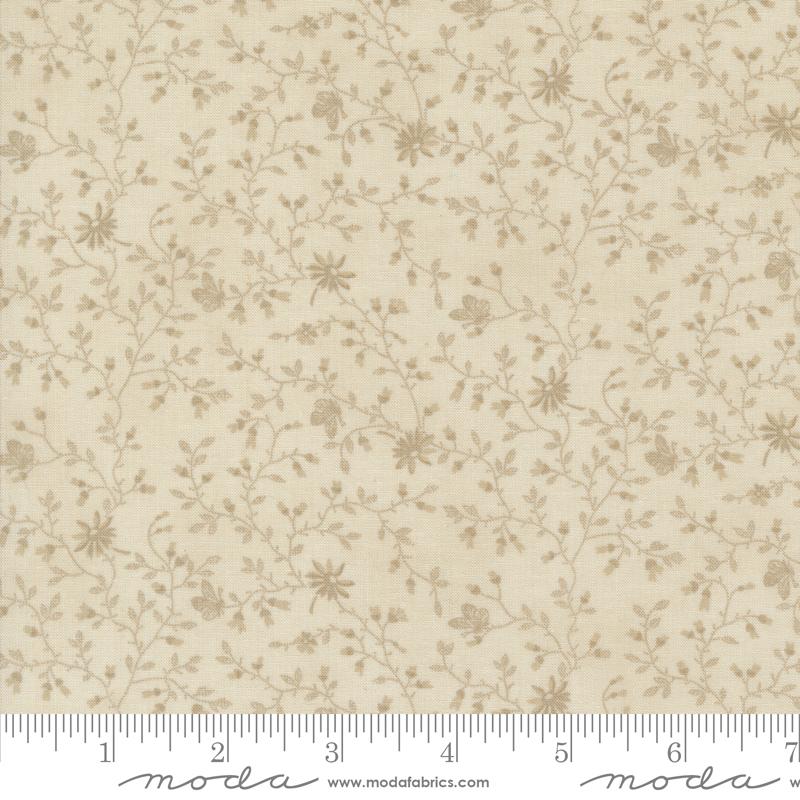 3 Sisters Favorites Vintage Linens Papillion Bramble Small Floral Leaf Vine Taupe Tan 3 Sisters Moda