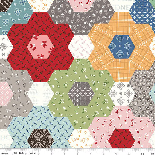 (3-YARD PACKAGE) Calico 108" Wideback Grandma's Flower Garden Multi Lori Holt Riley Blake Designs Cotton Fabric RB-3YD-WB14501-MULTI