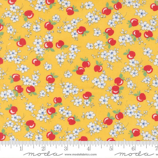 30s Playtime Apple Blossom Florals Sunshine Yellow Linzee McCray Moda Cotton Fabric MD-23371-15