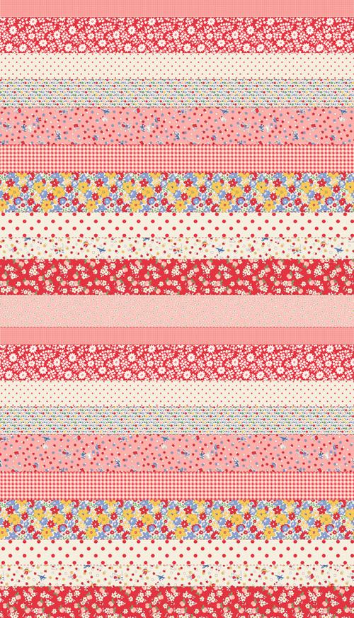 30s Playtime Cheater Strips Scrappy Scarlet Red Linzee McCray Moda Cotton Fabric MD-23380-11 | US Fabric Shop
