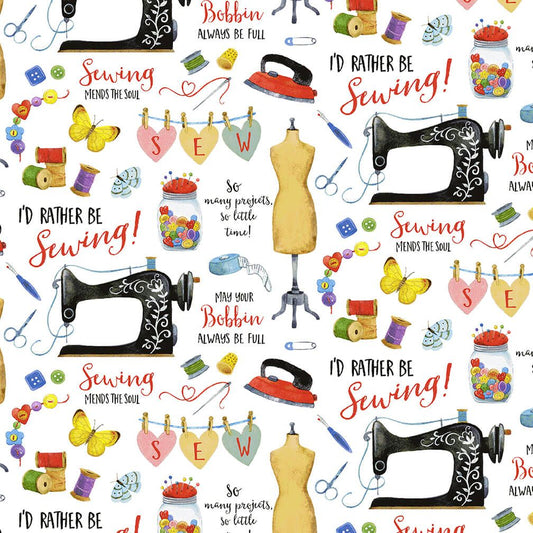 Just Sew Happy Large Sewing Accessories Multi Jane Alison Henry Glass Cotton Fabric